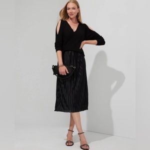 Women’s WHBM White House Black Market Back Pleated Accordion Midi Skirt Size 8